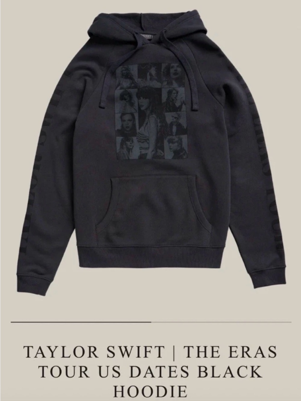 TAYLOR SWIFT The Eras Tour US Dates Through LA BLACK Hoodie Sweatshirt XS
